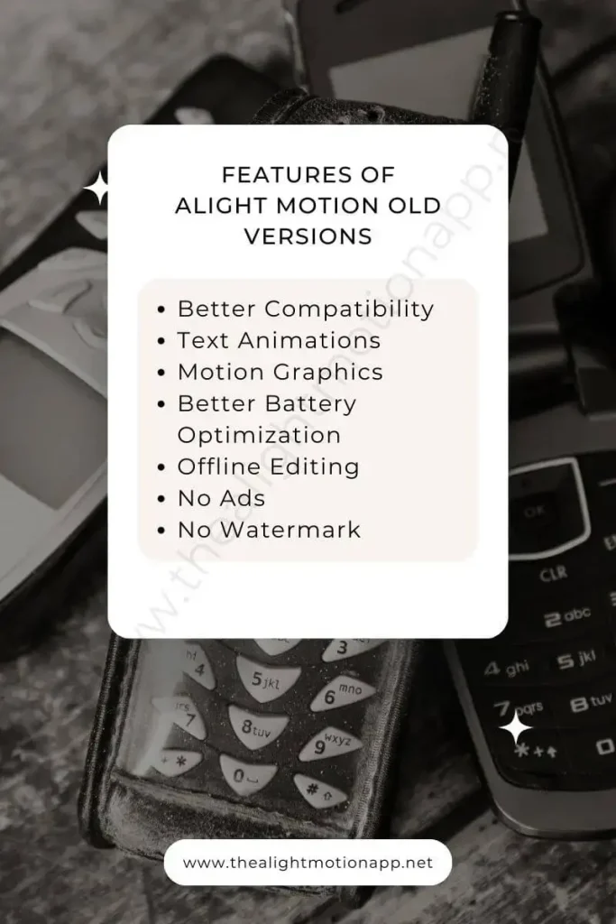 Features of Alight Motion Old Versions